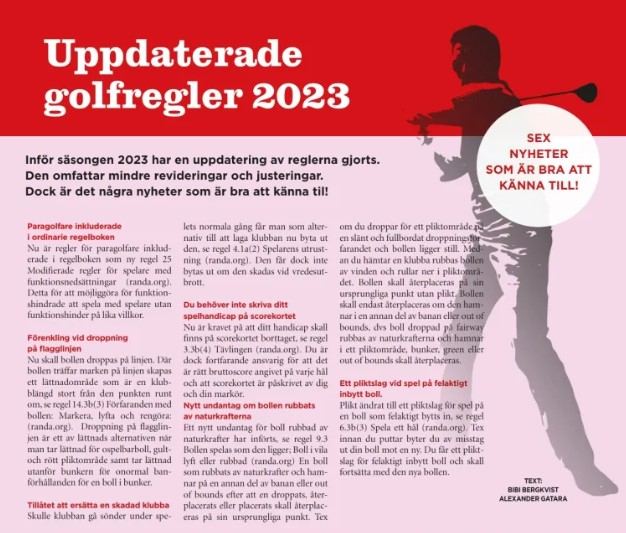Uppdaterade golfregler 2023